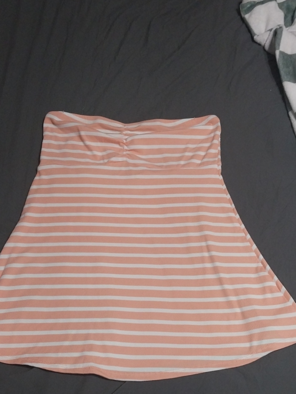 Strapless Peach & White Striped Women’s Tube Top